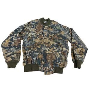 VTG 90s Jerzees Outdoors Mossy Oak Jacket Mens Large Break Up Camouflage Bomber